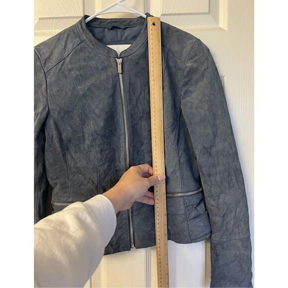 NWOT VILA Danish Designer Women's Vimiss Blue Suede Moto Jacket Size Small - Picture 11 of 12